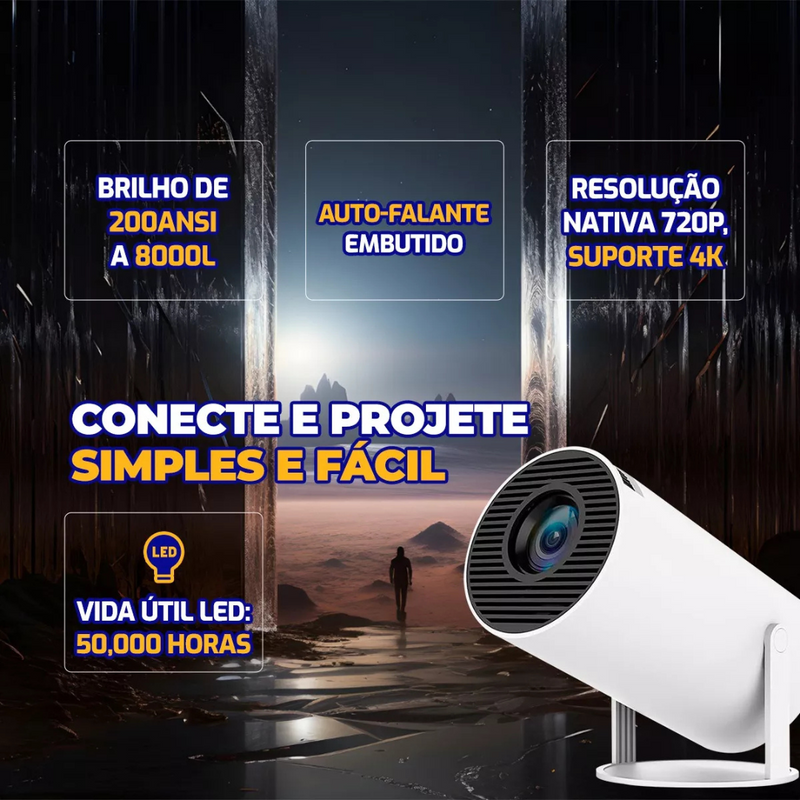 Projetor Portatil Smart LED Multimídia 4K HDMI/USB/P2 B-Max